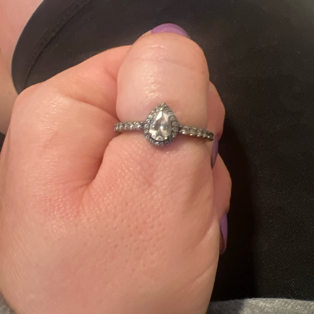 Pandora tear drop halo ring
